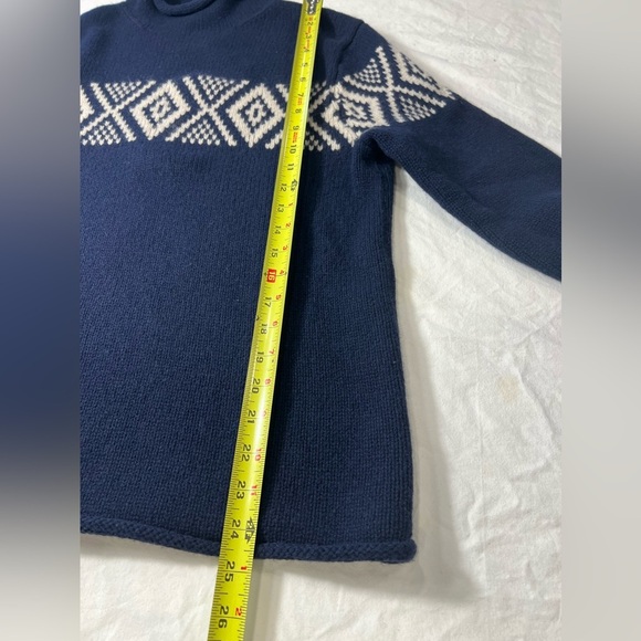 J Crew Always fisherman Fair Isle jacquard 100% Wool mock Roll Neck Sweater Navy - Picture 6 of 10